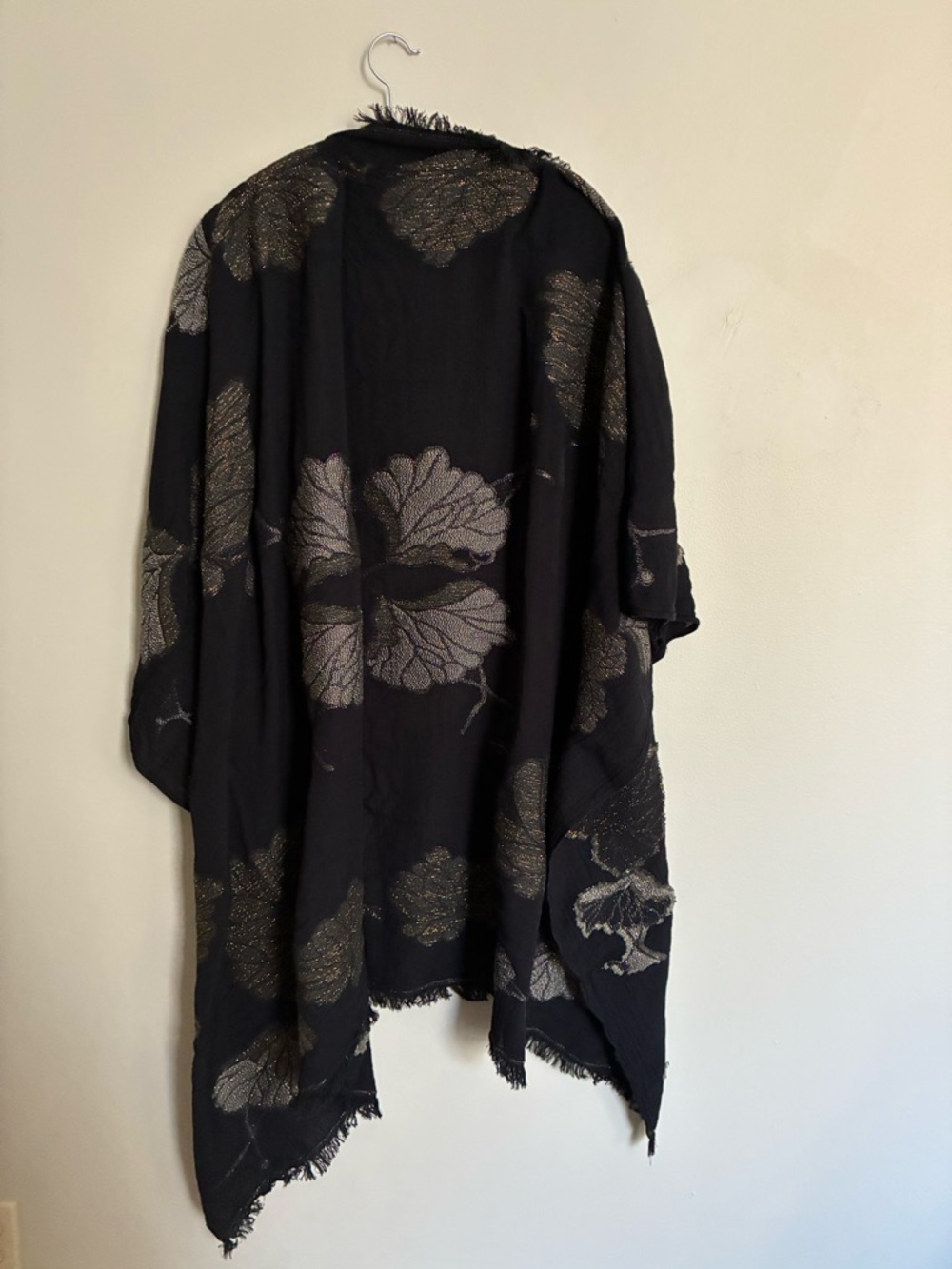 Zara Black Floral embroidered Scarf
